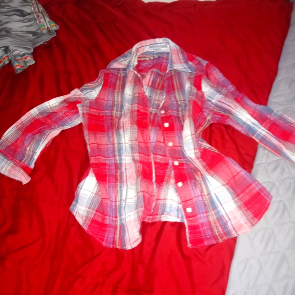 Red button up shirt